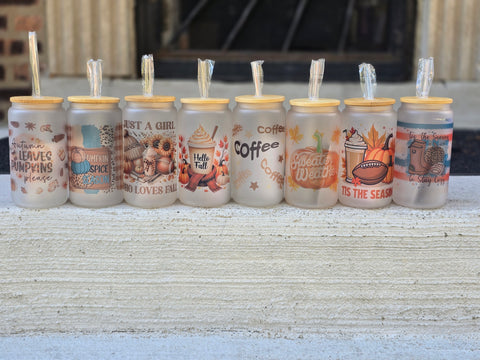 Fall 16oz Frosted Glass Tumblers