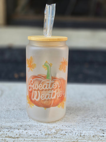 Fall 16oz Frosted Glass Tumblers