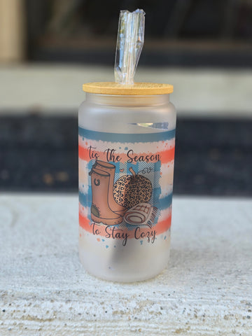 Fall 16oz Frosted Glass Tumblers