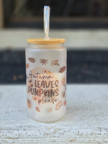 Fall 16oz Frosted Glass Tumblers