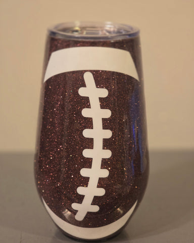 Long Stemless Football Wine Tumbler (17oz)