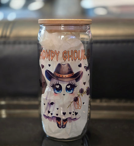 Cute Ghost 18oz Clear Glass Tumblers