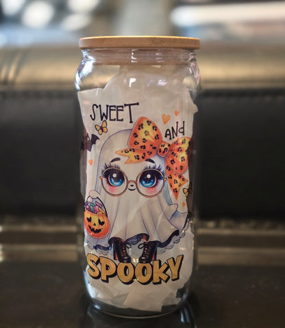 Cute Ghost 18oz Clear Glass Tumblers