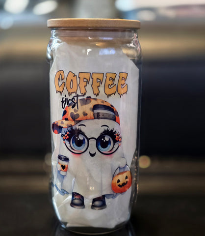 Cute Ghost 18oz Clear Glass Tumblers
