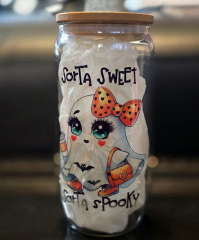 Cute Ghost 18oz Clear Glass Tumblers