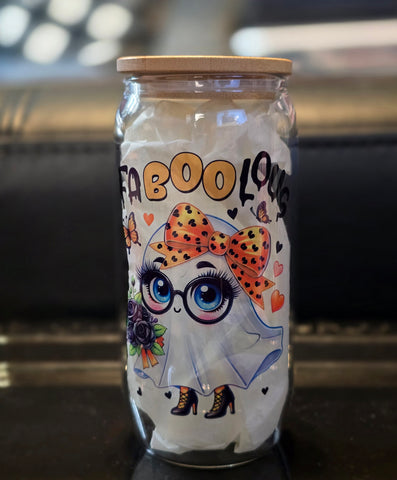 Cute Ghost 18oz Clear Glass Tumblers