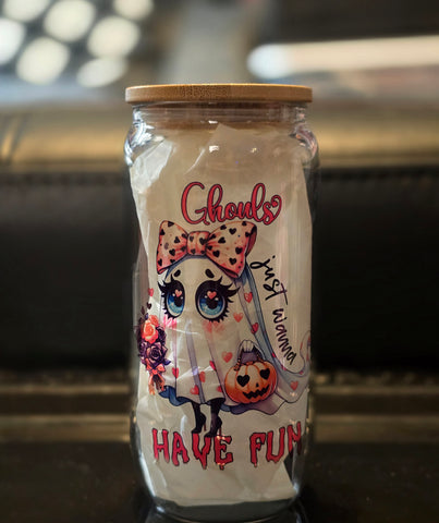Cute Ghost 18oz Clear Glass Tumblers