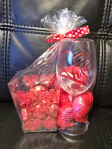 Wine Glass/Chocolate Hearts Gift Sets
