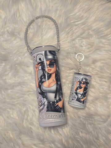 Latina Zodiac Tumbler (20oz) w/Handle & Matching Shot Tumbler (3oz)