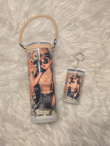 Latina Zodiac Tumbler (20oz) w/Handle & Matching Shot Tumbler (3oz)