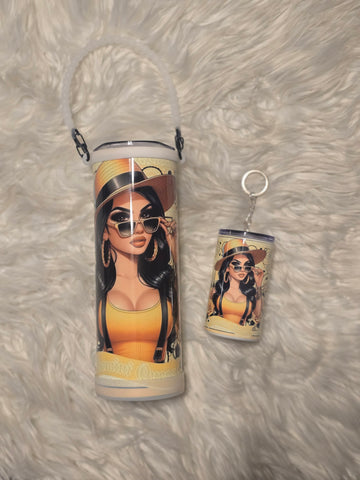 Latina Zodiac Tumbler (20oz) w/Handle & Matching Shot Tumbler (3oz)