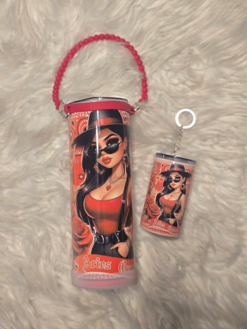 Latina Zodiac Tumbler (20oz) w/Handle & Matching Shot Tumbler (3oz)