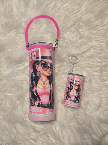 Latina Zodiac Tumbler (20oz) w/Handle & Matching Shot Tumbler (3oz)