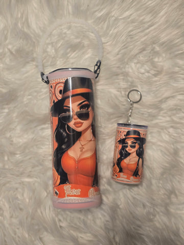 Latina Zodiac Tumbler (20oz) w/Handle & Matching Shot Tumbler (3oz)