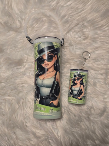 Latina Zodiac Tumbler (20oz) w/Handle & Matching Shot Tumbler (3oz)