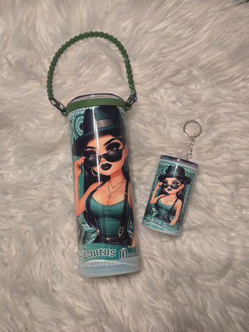 Latina Zodiac Tumbler (20oz) w/Handle & Matching Shot Tumbler (3oz)