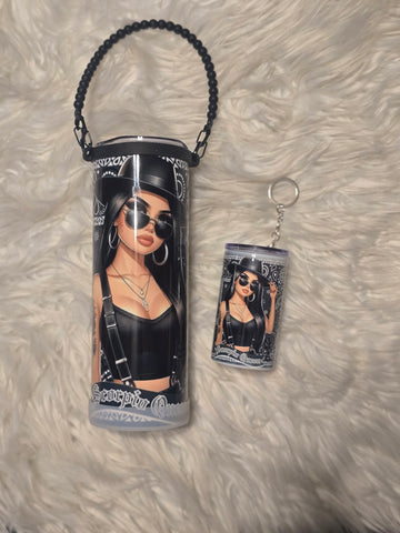 Latina Zodiac Tumbler (20oz) w/Handle & Matching Shot Tumbler (3oz)