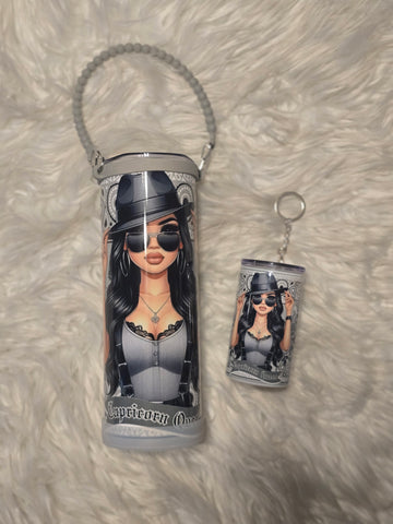 Latina Zodiac Tumbler (20oz) w/Handle & Matching Shot Tumbler (3oz)