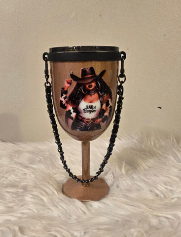 Black Cowgirl 10oz Stemmed Wine Tumbler w/Rope Handle