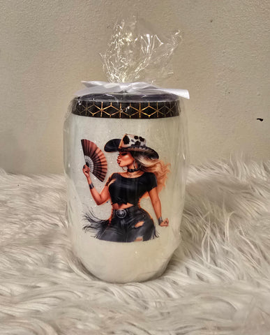 Black Cowgirl Stemless Wine Tumbler (16oz)