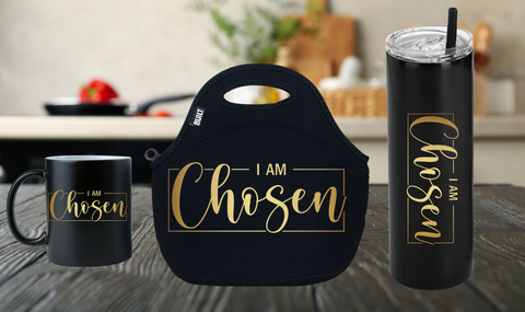 Black/Gold Lunch Bag, Tumbler, & Mug Gift Sets