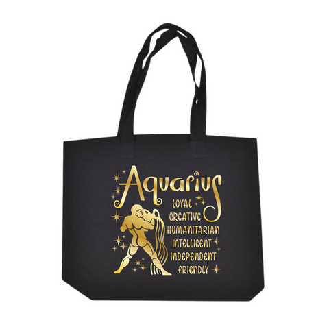Black/Gold Zodiac Tote Bags