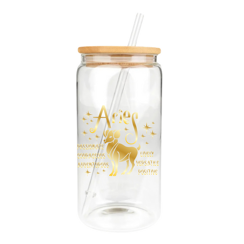 Gold Zodiac Clear Glass Tumbler