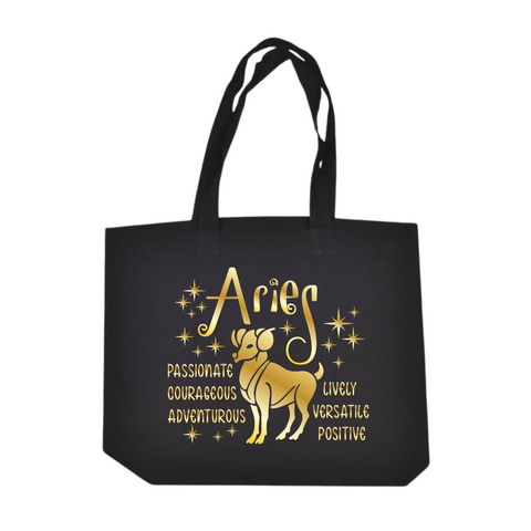 Black/Gold Zodiac Tote Bags