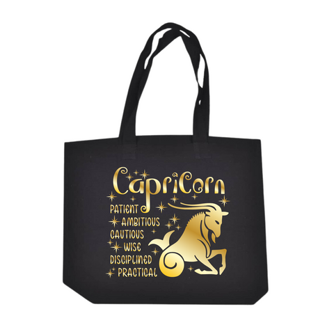 Black/Gold Zodiac Tote Bags