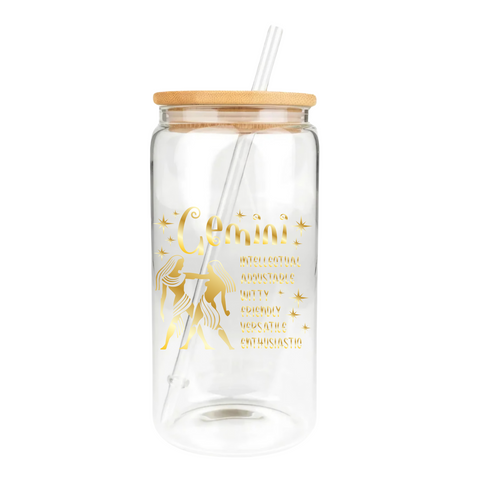 Gold Zodiac Clear Glass Tumbler