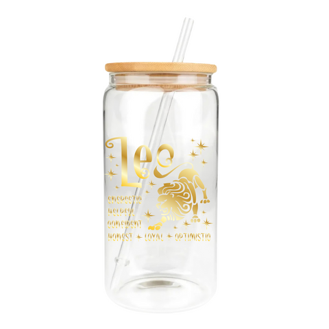 Gold Zodiac Clear Glass Tumbler