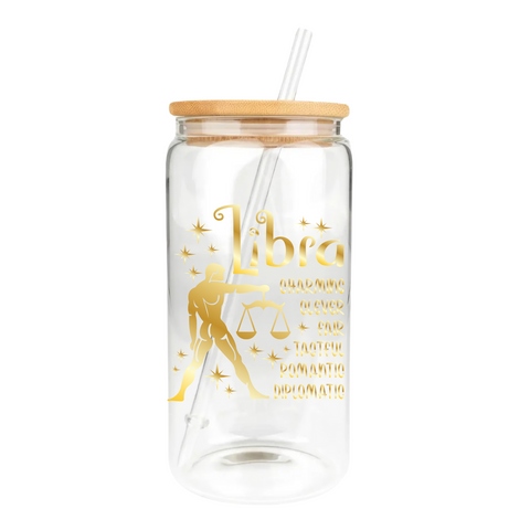 Gold Zodiac Clear Glass Tumbler