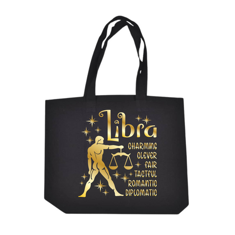 Black/Gold Zodiac Tote Bags
