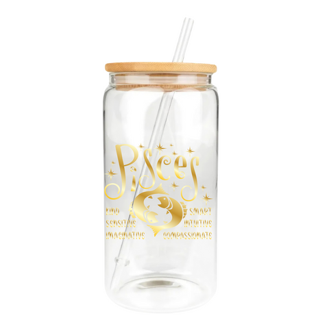 Gold Zodiac Clear Glass Tumbler