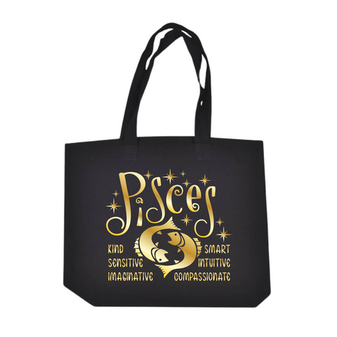 Black/Gold Zodiac Tote Bags