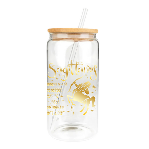 Gold Zodiac Clear Glass Tumbler