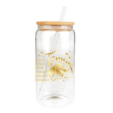 Gold Zodiac Clear Glass Tumbler