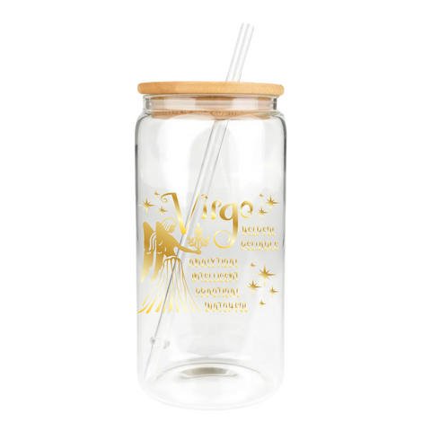 Gold Zodiac Clear Glass Tumbler