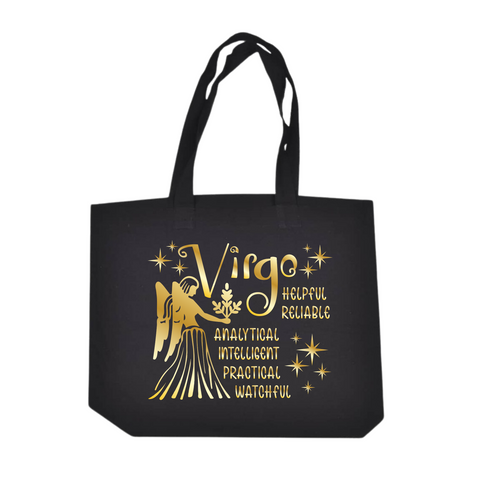 Black/Gold Zodiac Tote Bags