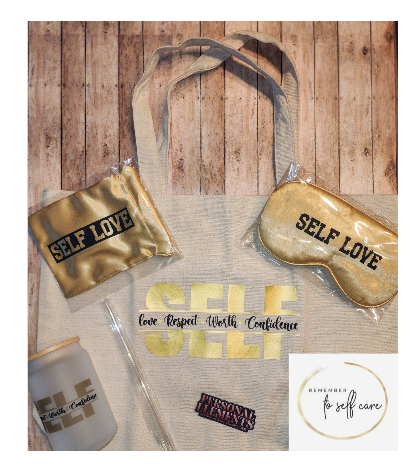 Self Care Tote Bag & Glass Tumbler Set