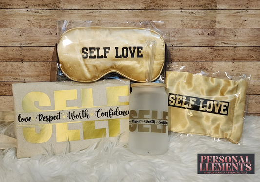 Self Care Tote Bag & Glass Tumbler Set