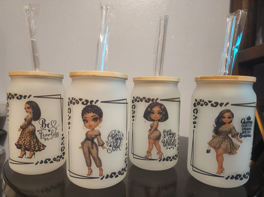 Black Girl Beauty Glass Tumbler