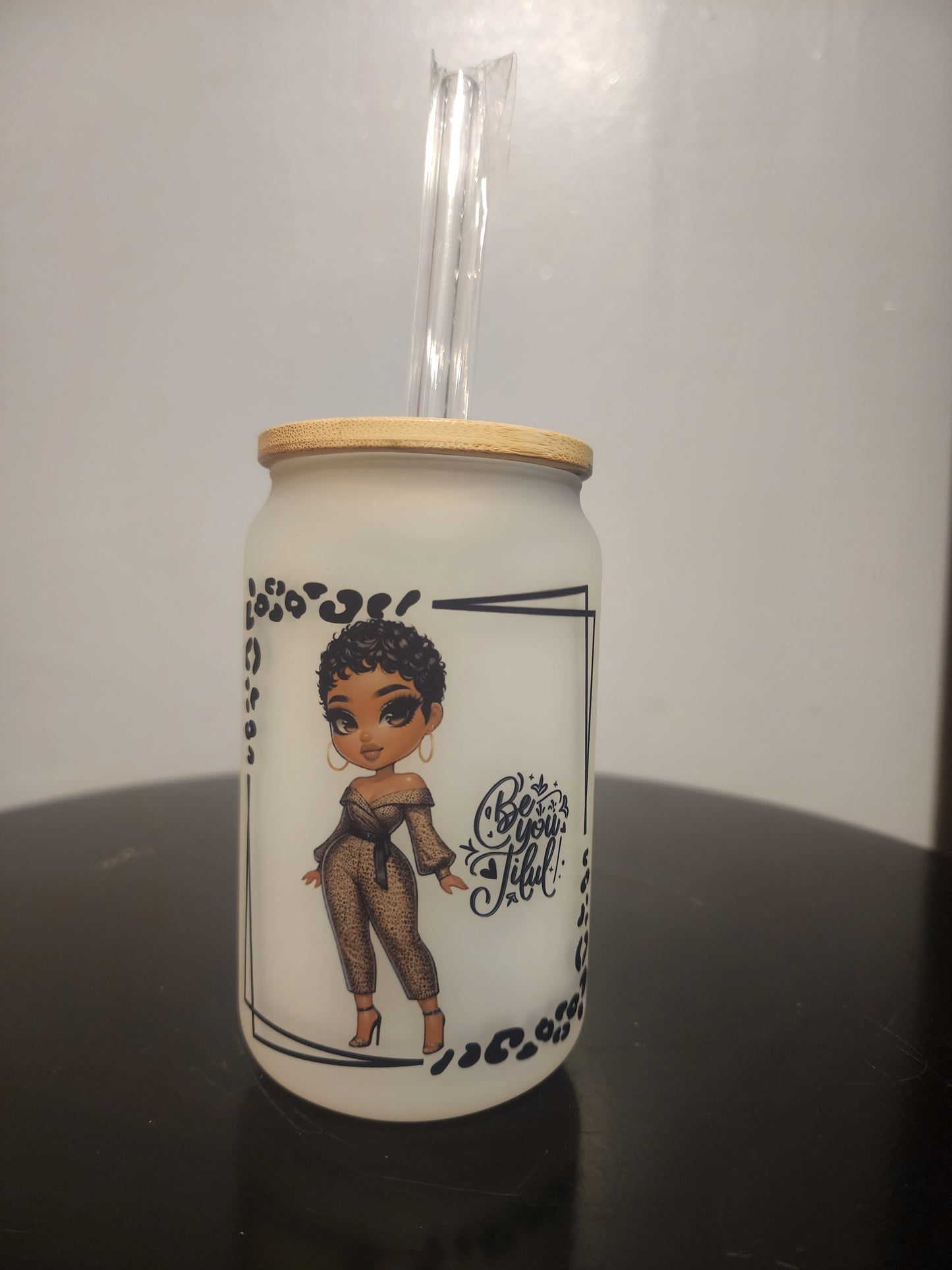 Black Girl Beauty Glass Tumbler