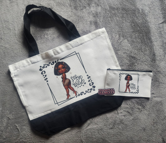 Black Girl - Canvas Tote & Makeup Bag