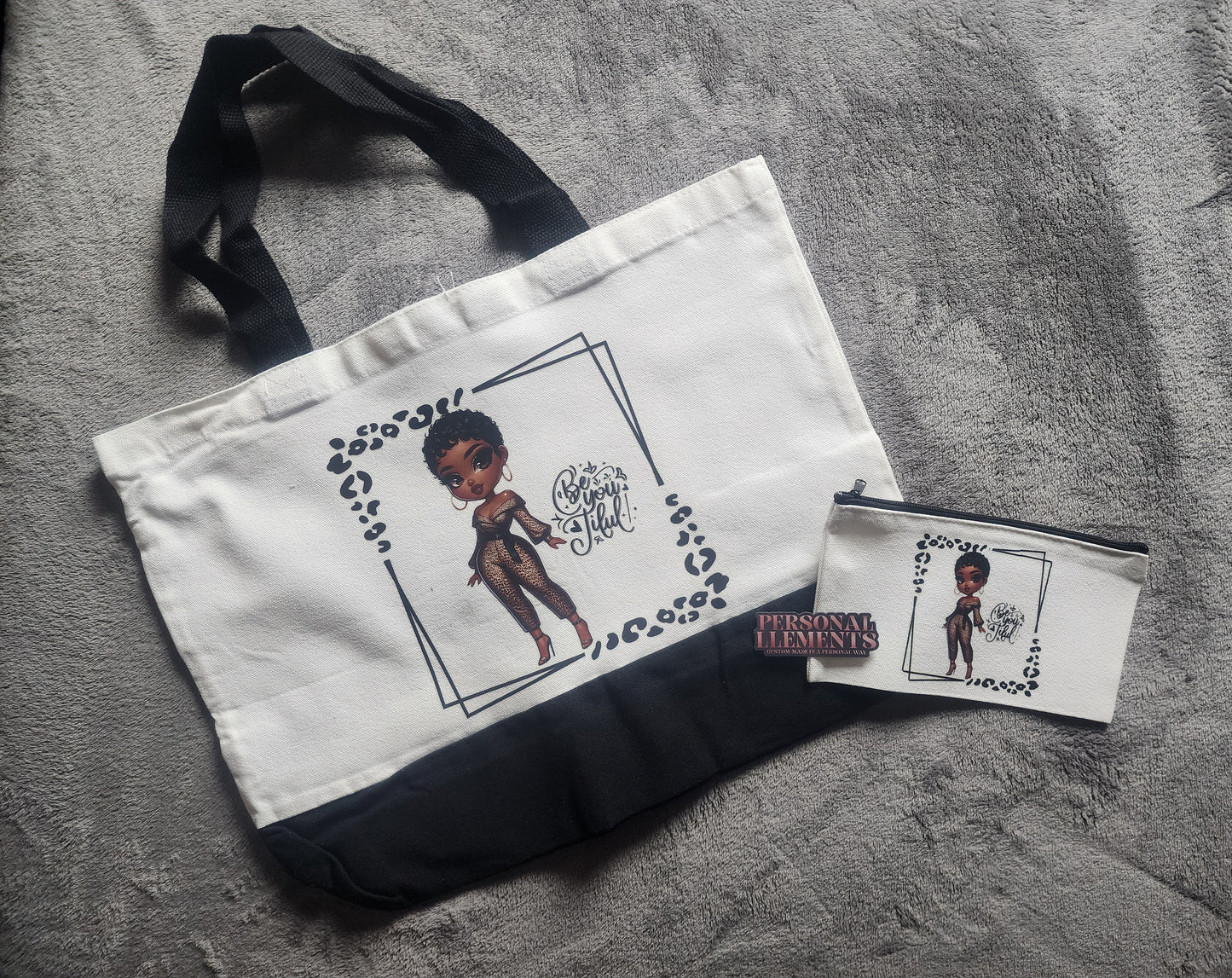 Black Girl - Canvas Tote & Makeup Bag