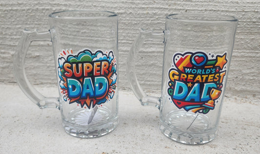 Father's Day Glass Beer Mugs