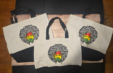 Black Woman Afro Tote Bag