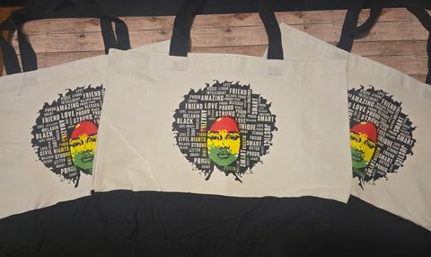 Black Woman Afro Tote Bag