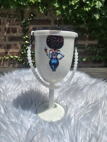 Stemmed Wine Glass Tumbler w/Handle (10oz)
