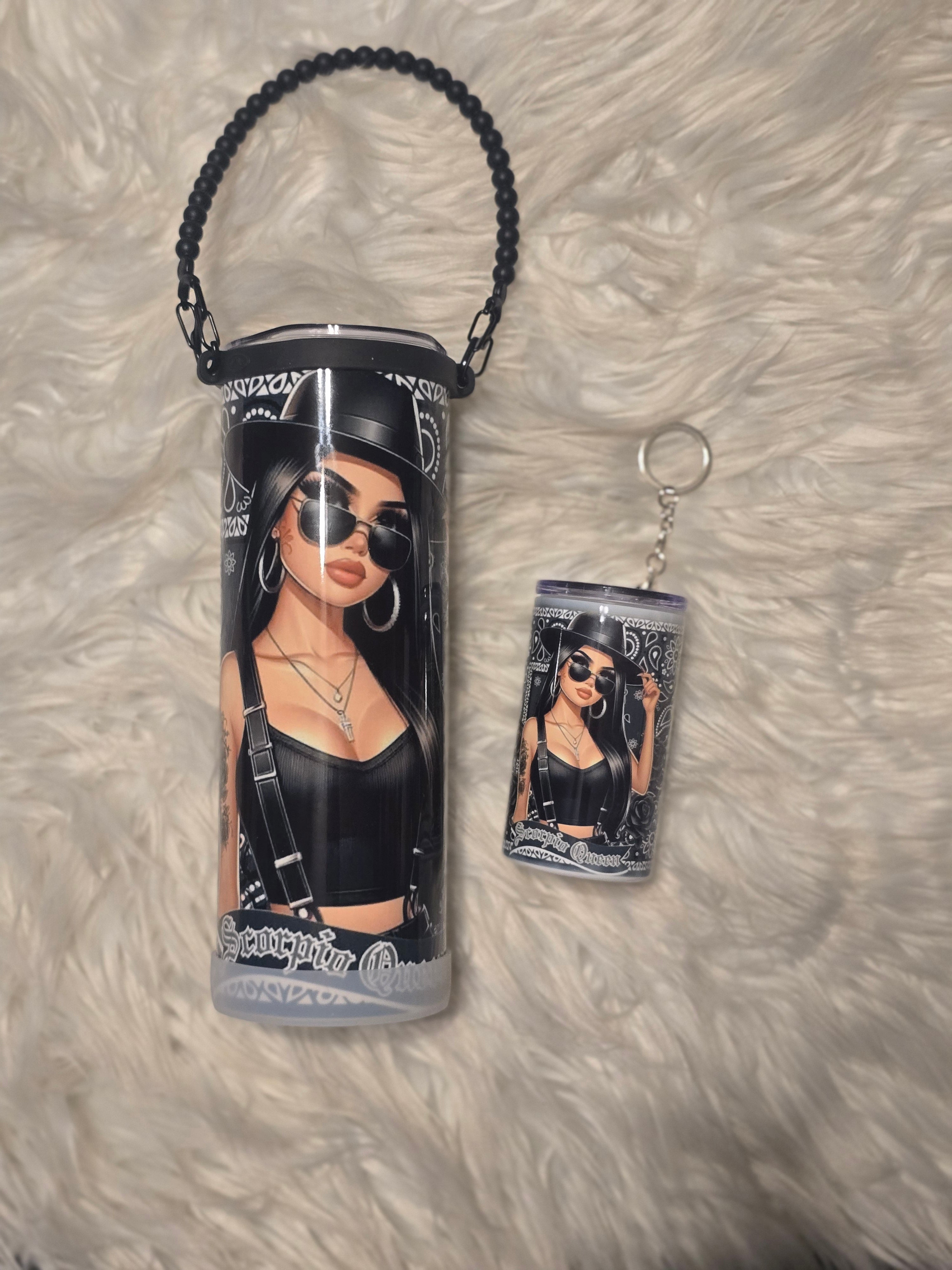 Latina Zodiac Tumbler (20oz) w/Handle & Matching Shot Tumbler (3oz)